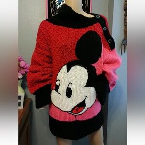 Vtg Michel Bachoz Colette Nivelle Paris Handmade Disney Mickey Mouse Sweater